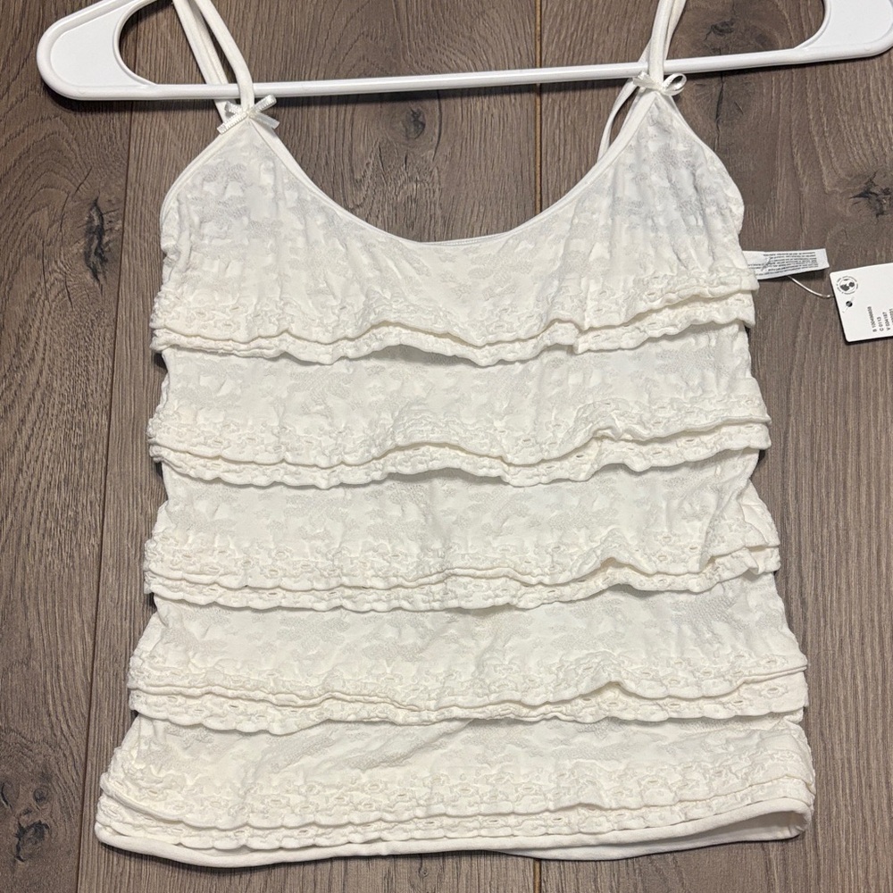 Urban Outfitters Cream Lace Ruffle Camisole